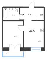 2 ккв (Евро) № 84 Корп.: 1 , Секция А  в ЖК Alpen