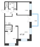 3 ккв (Евро) № 19 Корп.: 1 , Секция А  в ЖК Alpen