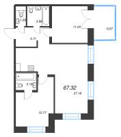 3 ккв (Евро) № 50 Корп.: 1 , Секция А  в ЖК Альпен
