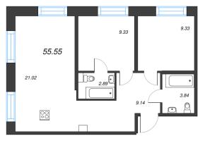 3 ккв (Евро) № 160 Корп.: 1 , Секция В  в ЖК Alpen