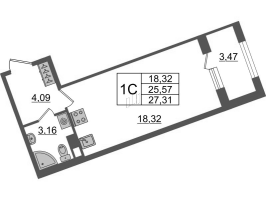 Студия № 303 Корп.: 2 , Секция 2.4  в ЖК Amber Club