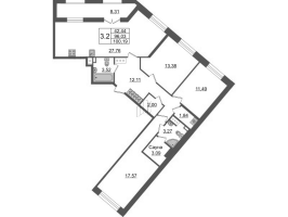 4 ккв (Евро) № 113 Корп.: 2 , Секция 1.2  в ЖК Amber Club