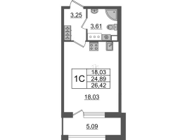 Студия № 87 Корп.: 2 , Секция 1.2  в ЖК Amber Club