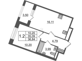 2 ккв (Евро) № 376 Корп.: 2 , Секция 2.7  в ЖК Amber Club