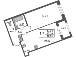 2 ккв (Евро) № 274 Корп.: 2 , Секция 2.3  в ЖК Amber Club