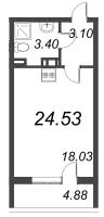 Студия № 73 Корп.: 2 , Секция 1.1  в ЖК Amber Club
