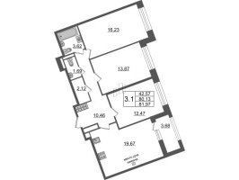 4 ккв (Евро) № 279 Корп.: 2 , Секция 2.3  в ЖК Amber Club