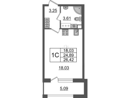 Студия № 101 Корп.: 2 , Секция 1.2  в ЖК Amber Club