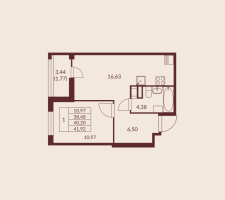 2 ккв (Евро) № 182 Корп.: 1 , Секция 2  в ЖК Амурино