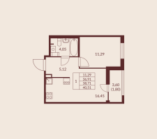 2 ккв (Евро) № 163 Корп.: 1 , Секция 2  в ЖК Амурино