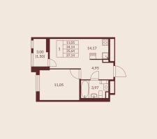 1 ккв № 18 Корп.: 1 , Секция 1  в ЖК Амурино