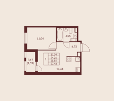 1 ккв № 167 Корп.: 1 , Секция 2  в ЖК Амурино