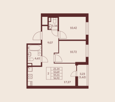 3 ккв (Евро) № 130 Корп.: 1 , Секция 2  в ЖК Амурино