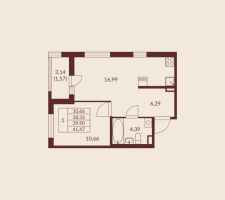 3 ккв (Евро) № 100 Корп.: 2 , Секция 6  в ЖК Амурино
