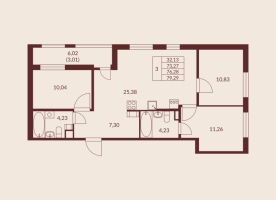 4 ккв (Евро) № 67 Корп.: 1 , Секция 1  в ЖК Амурино