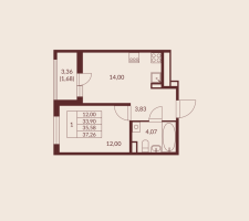 1 ккв № 65 Корп.: 2 , Секция 5  в ЖК Амурино