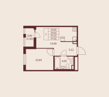 1 ккв № 147 Корп.: 1 , Секция 2  в ЖК Амурино