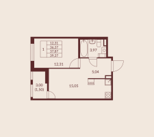 2 ккв (Евро) № 63 Корп.: 1 , Секция 1  в ЖК Амурино