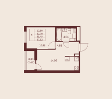 1 ккв № 148 Корп.: 1 , Секция 2  в ЖК Амурино