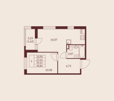 2 ккв (Евро) № 108 Корп.: 2 , Секция 6  в ЖК Амурино