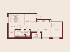 3 ккв (Евро) № 18 Корп.: 2 , Секция 5  в ЖК Амурино