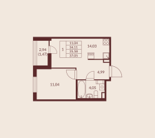 1 ккв № 146 Корп.: 1 , Секция 2  в ЖК Амурино