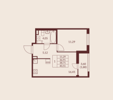 2 ккв (Евро) № 152 Корп.: 1 , Секция 2  в ЖК Амурино
