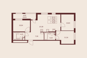 4 ккв (Евро) № 34 Корп.: 1 , Секция 1  в ЖК Амурино