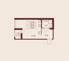 Студия № 84 Корп.: 2 , Секция 5  в ЖК Амурино