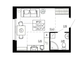 Студия № 121 Корп.: 5 , Секция 5  в ЖК Аннино Сити