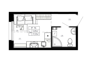Студия № 116 Корп.: 3 , Секция 3.5  в ЖК Аннино Сити