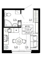 Студия № 115 Корп.: 5 , Секция 4  в ЖК Аннино Сити