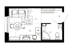 Студия № 171 Корп.: 3 , Секция 3.6  в ЖК Аннино Сити