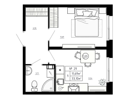 1 ккв № 29 Корп.: 7 , Секция 1  в ЖК Аннино Сити