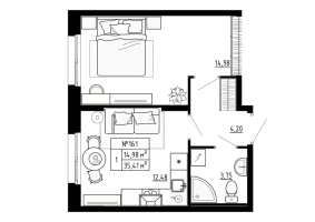 1 ккв № 161 Корп.: 5 , Секция 6  в ЖК Аннино Сити