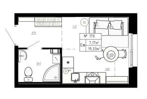 Студия № 170 Корп.: 3 , Секция 3.6  в ЖК Аннино Сити