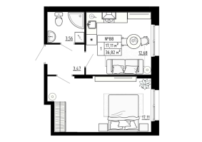 1 ккв № 88 Корп.: 8 , Секция 8.4  в ЖК Аннино Сити