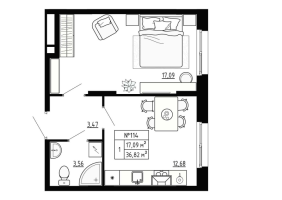 1 ккв № 114 Корп.: 4 , Секция 4.5  в ЖК Аннино Сити