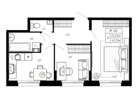 2 ккв № 68 Корп.: 7 , Секция 3  в ЖК Аннино Сити
