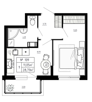1 ккв № 109 Корп.: 3 , Секция 3.4  в ЖК Аннино Сити