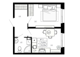 1 ккв № 5 Корп.: 7 , Секция 1  в ЖК Аннино Сити