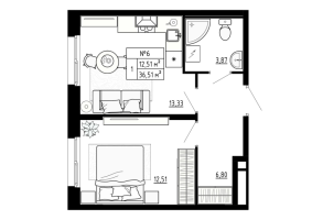 1 ккв № 6 Корп.: 8 , Секция 8.1  в ЖК Аннино Сити