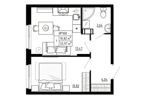 1 ккв № 100 Корп.: 4 , Секция 4.4  в ЖК Аннино Сити