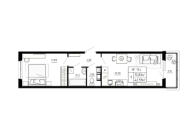 2 ккв (Евро) № 134 Корп.: 3 , Секция 3.5  в ЖК Аннино Сити