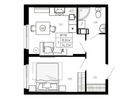 1 ккв № 118 Корп.: 3 , Секция 3.5  в ЖК Аннино Сити