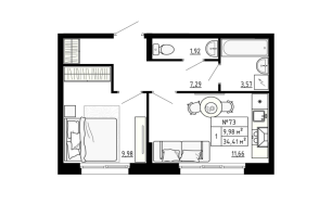 1 ккв № 73 Корп.: 8 , Секция 8.3  в ЖК Аннино Сити