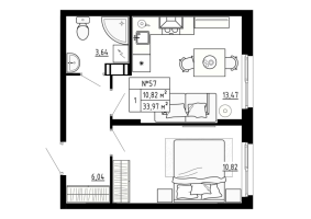 1 ккв № 57 Корп.: 4 , Секция 4.2  в ЖК Аннино Сити