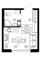 Студия № 111 Корп.: 5 , Секция 4  в ЖК Аннино Сити