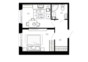 1 ккв № 119 Корп.: 7 , Секция 5  в ЖК Аннино Сити