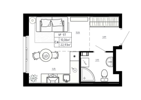 Студия № 97 Корп.: 3 , Секция 3.3  в ЖК Аннино Сити